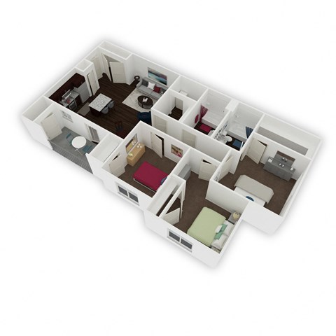 Floor plan for 3 beds, 2 baths, 1236 sqft